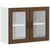 Image de vidaXL Armoire Murale de Cuisine et Porte en Verre Lucca chêne Marron, Meuble Mural de Cuisine, armoires murales avec Portes, Armoire Murale de Cuisine avec Portes
