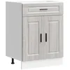 Image de vidaXL Armoire de Cuisine Porto Sonoma Gris Bois d'ingénierie, Meuble d'évier, Meuble de Cuisine avec tiroir, Meuble de Cuisine à tiroir