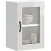 Image de vidaXL Armoire murale cuisine avec porte en verre Porto blanc brillant