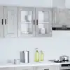 Image de vidaXL Armoire murale de cuisine avec porte en verre Porto gris béton