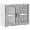 Image de vidaXL Armoire Murale de Cuisine avec Porte en Verre Porto Sonoma Gris, Meuble Mural de Cuisine, armoires murales avec Portes, Armoire Murale de Cuisine avec Portes