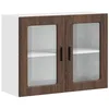 Image de vidaXL Armoire Murale de Cuisine et Porte en Verre Porto chêne Marron, Meuble Mural de Cuisine, armoires murales avec Portes, Armoire Murale de Cuisine avec Portes