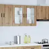Image de vidaXL Armoire murale de cuisine porte en verre Porto chêne artisanal