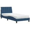 Image de vidaXL Lit avec Matelas Hanko Bleu 80x200 cm Tissu, Meuble de Chambre à Coucher, lit Simple, lit à Panneaux, sommier, lit avec Matelas