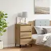 Image de vidaXL Table de chevet avec pieds en métal chêne artisanal 40x35x69 cm