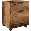 Image de vidaXL Classeur Mobile Roues Vieux Bois 45x38x54 cm Bois d'ingénierie, Armoire de Bureau, Bureau avec Armoire, Organisateur de Bureau