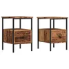 Image de vidaXL Tables de Chevet 2 pcs Vieux Bois 34x36x50 cm Bois d'ingénierie, Table de Chevet, Meuble de Chambre à Coucher, Armoire latérale, Armoire
