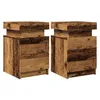 Image de vidaXL Tables de Chevet avec LED 2 pcs Vieux Bois Bois d'ingénierie, Meuble de Chevet, Table d'appoint, Armoire de lit, Armoire de Chevet