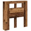 Image de vidaXL Tête LED Vieux Bois 100x18,5x103,5cm Bois d'ingénierie, lit avec étagères