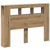 Image de vidaXL Tête LED chêne Artisanal 140x18,5x103,5 cm lit