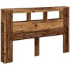 Image de vidaXL Tête LED Vieux Bois 160x18,5x103,5cm Bois d'ingénierie, lit avec étagères