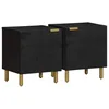 Image de vidaXL Tables de Chevet 2 pcs Noir 40x33x46 cm Bois de manguier Solide, Armoire de Chevet, Armoire de lit, Table d'appoint pour Chambre à Coucher