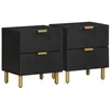 Image de vidaXL Tables de Chevet 2 pcs Noir 40x33x46 cm Bois de manguier Solide, Armoire de Chevet, Armoire de lit, Table d'appoint pour Chambre à Coucher