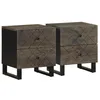 Image de vidaXL Tables de Chevet 2 pcs Noir 40x33x46 cm Bois de manguier Solide, Table d'appoint, Armoire de lit, Table d'appoint pour la Chambre