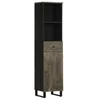 Image de vidaXL Armoire de Salle de Bain Noir 38x33x160 cm Bois Massif manguier, Armoire de Rangement de Salle de Bain, Placard de Salle de Bain, Armoire de Toilette