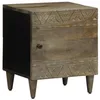 Image de vidaXL Table de Chevet Gris Clair 40x33x46 cm Bois de manguier Solide, Armoire de lit, Meuble de Chambre à Coucher, Table de Chevet en Bois