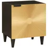 Image de vidaXL Cabinet de Chevet Noir et Or 40 x 33,5 x 46 cm, Table de Nuit en Acacia, déco Rustique, Pratique pour la Chambre, Meuble en Bois pour Le Rangement à la Maison