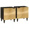 Image de vidaXL Cabinet de Chevet 2 pcs Noir et Or 40 x 33,5 x 46 cm, Table de Nuit en Acacia, déco Rustique, Pratique pour la Chambre, Meuble en Bois pour Le Rangement à la Maison