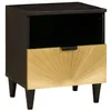 Image de vidaXL Cabinet de Chevet avec tiroir Noir et Or 40 x 33 x 46 cm, Table de Chevet en Acacia, Meuble Vintage, Pratique avec tiroirs, Touche Rustique pour Votre Chambre