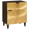 Image de vidaXL Table de Chevet avec tiroir Noir et Or 50 x 33 x 60 cm, Essentiels de Chambre Modernes, Table de Nuit Chic, Table en Bois avec tiroir, Stockage Pratique, élégante