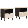 Image de vidaXL Cabinet de Chevet avec tiroir 2 pcs Blanc 40 x 33 x 46 cm, Rangement de Chambre, Table de Nuit rectangulaire, Grand Cabinet, Bois de Mangue, Table d'appoint Moderne
