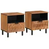 Image de vidaXL Cabinet de Chevet avec tiroir 2 pcs Marron 40 x 33 x 46 cm, Rangement de Chambre, Table de Nuit rectangulaire, Grand Cabinet, Bois de Mangue, Table d'appoint Moderne