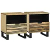 Image de vidaXL Cabinet de Chevet avec tiroir 2 pcs Marron 40 x 33 x 46 cm, Meuble de Nuit Rustique, Solide et Pratique, Petit Rangement pour Chambre, Bois Massif, Table compacte