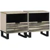 Image de vidaXL Cabinet de Chevet 2 pcs Blanc et Noir 40 x 33 x 46 cm, Meuble de Nuit Rustique, Solide et Pratique, Petit Rangement pour Chambre, Bois Massif, Table compacte