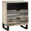 Image de vidaXL Cabinet de Chevet avec tiroir Blanc et Noir 50 x 33 x 60 cm, Table de Nuit élégante, Meuble en Bois de Mangue, rangements compacts pour Chambre, Cabinet Pratique