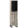 Image de vidaXL Cabinet de Salle de Bain Marron et Noir 38 x 33 x 160 cm, Meuble de Salle de Bains Moderne, Rangement Compact, Finition texturée, Organisateur stylé, étagère Verticale.