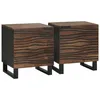 Image de vidaXL Cabinet de Chevet 2 pcs Noyer 40 x 33 x 46 cm, Table de Chevet en Bois Rustique, veilleuse compacte avec Rangement, Style Cottage pour la Chambre