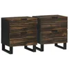 Image de vidaXL Cabinet de Chevet avec tiroir 2 pcs Noyer 40 x 33 x 46 cm, Table de Nuit Rustique, Meuble Compact pour Chambre, Rangement en Bois, Organisateur, Accent