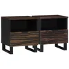Image de vidaXL Cabinet de Chevet avec tiroir 2 pcs Noyer 40 x 33 x 46 cm, Meuble de Nuit Rustique, Solide et Pratique, Petit Rangement pour Chambre, Bois Massif, Table compacte