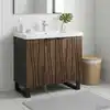 Image de vidaXL Meuble de Lavabo de Salle de Bain Noyer 62 x 33 x 58 cm