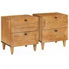 Image de vidaXL Cabinet de Chevet 2 pcs Marron Clair 40 x 33 x 46 cm, Table de Nuit en Acacia, Meuble Rustique, Coin Pratique, Rangement élégant, Style déco Intemporel