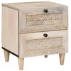 Image de vidaXL Cabinet de Chevet Beige 40 x 33 x 46 cm Bois d'acacia Massif, Table de Nuit en Acacia, Meuble Rustique, Coin Pratique, Rangement élégant, Style déco Intemporel