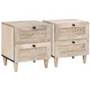 Image de vidaXL Cabinet de Chevet avec tiroir 2 pcs Beige 40 x 33 x 46 cm, Table de Nuit en Acacia, Meuble Rustique, Coin Pratique, Rangement élégant, Style déco Intemporel