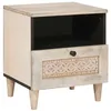 Image de vidaXL Cabinet de Chevet Beige 40 x 33 x 46 cm Bois d'acacia Massif, Table de Nuit Rustique, Armoire en Bois résistante, Meuble de Chevet élégant, Rangement Compact avec tiroir