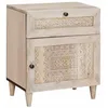 Image de vidaXL Cabinet de Chevet Beige 50 x 33 x 60 cm Bois d'acacia Massif, Table de Chevet Rustique en Bois, Meuble Intemporel, Compact avec tiroir, Parfait pour la Chambre
