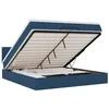 Image de vidaXL Cadre de lit Ottoman avec Matelas Bleu 180x200 cm Tissu
