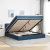 Image de vidaXL Cadre de lit ottoman avec matelas bleu 160x200 cm tissu