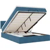 Image de vidaXL Cadre de lit Ottoman avec Matelas Bleu foncé 140x200 cm Velours, Cadre de lit, Cadre de lit rembourré, Cadre de lit Ottoman Simple
