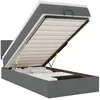 Image de vidaXL Lit Ottoman avec Matelas et LED Gris foncé 90x200 cm Tissu