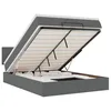 Image de vidaXL Lit Ottoman avec Matelas et LED Gris foncé 140x200 cm Tissu