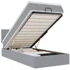 Image de vidaXL Lit Ottoman avec Matelas et LED Gris Clair 90x200 cm Tissu