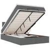 Image de vidaXL Lit Ottoman avec Matelas et LED Gris foncé 120x190 cm Tissu