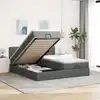 Image de vidaXL Cadre de lit ottoman avec matelas gris foncé 200x200cm tissu