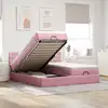 Image de vidaXL Cadre de lit ottoman avec matelas rose 180x200 cm velours