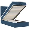 Image de vidaXL Lit Ottoman avec Matelas Bleu 90x200 cm Tissu