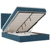 Image de vidaXL Cadre de lit Ottoman avec Matelas Bleu foncé 140x200 cm Velours